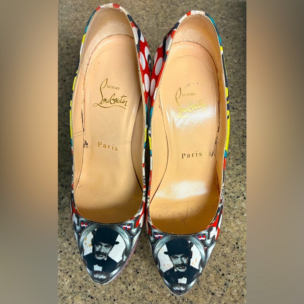Gently Used Christian Louboutin Daffodile Artistic Multicolor Heels. Sz 6